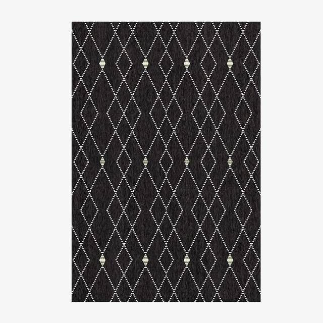 Black Berber rectangle carpet with white patterns Sala B