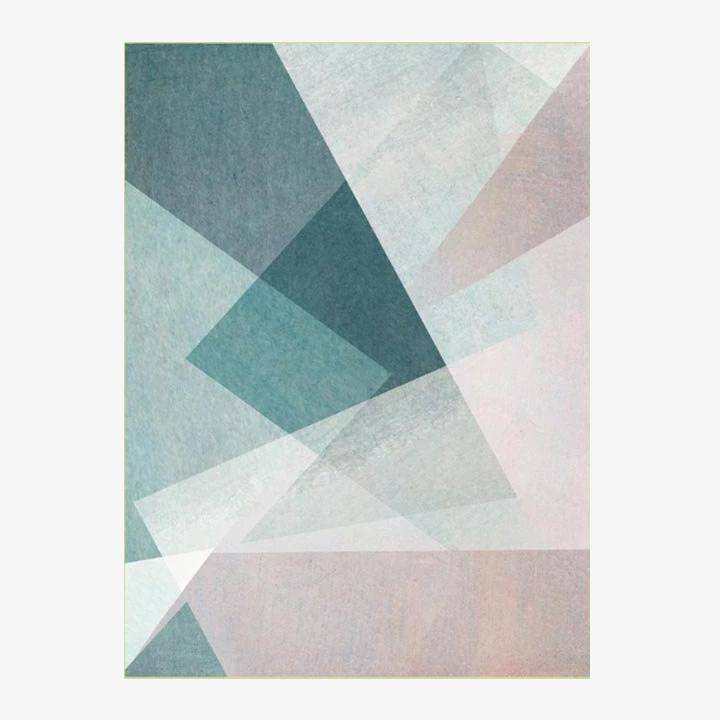 Pink and blue geometric rectangle carpet