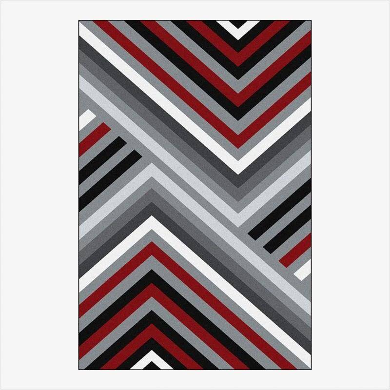 Asymmetric red and grey geometric rectangle carpet