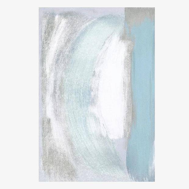 Tapis rectangle moderne abstrait bleu et blanc Splice