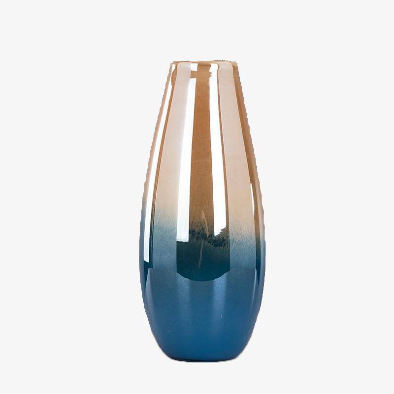 Blue and gold design vase with rounded shapes Luxury style