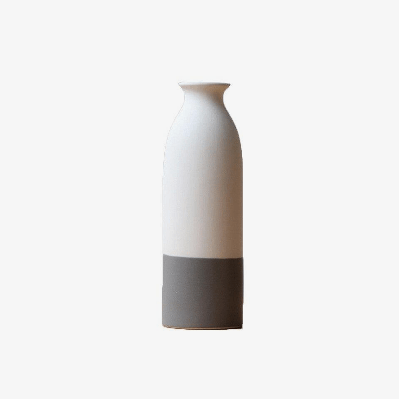 Jarrón design cerámica blanca y gris estilo japonés