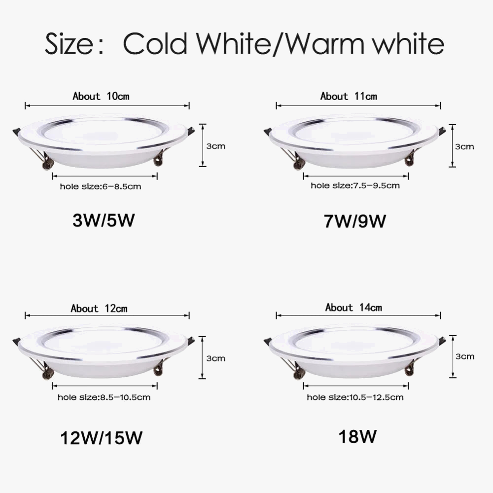 6 pièces Ultra lumineux LED ronde Downlight 3 W 5 W 7 W 9 W 12 W 15 W 18 W en aluminium plafond encastré Spot lampe blanc chaud lumière du jour 110 V 220 V