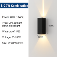 6W 10W 20W Outdoor LED Wall Lights Up and Down Narrow Beam COB Aluminium Wall Sconces Porch Light Garden Waterproof Spotlight
