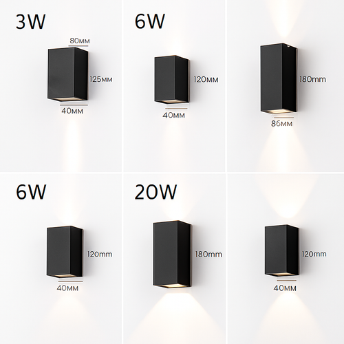 6W 10W 20W Outdoor LED Wall Lights Up and Down Narrow Beam COB Aluminium Wall Sconces Porch Light Garden Waterproof Spotlight - vue 7 sur 14