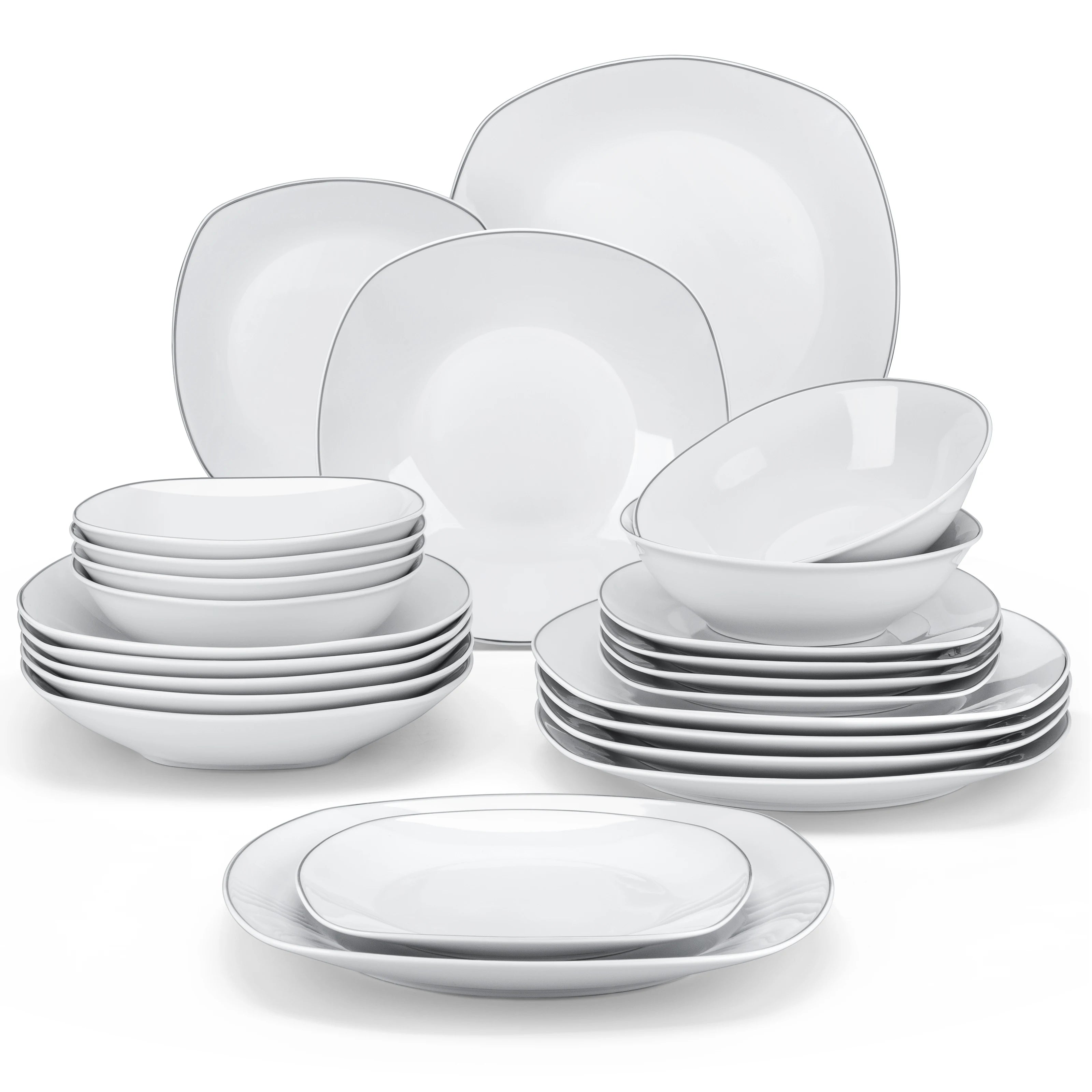 Service de table porcelaine bordure elegante 24 pieces