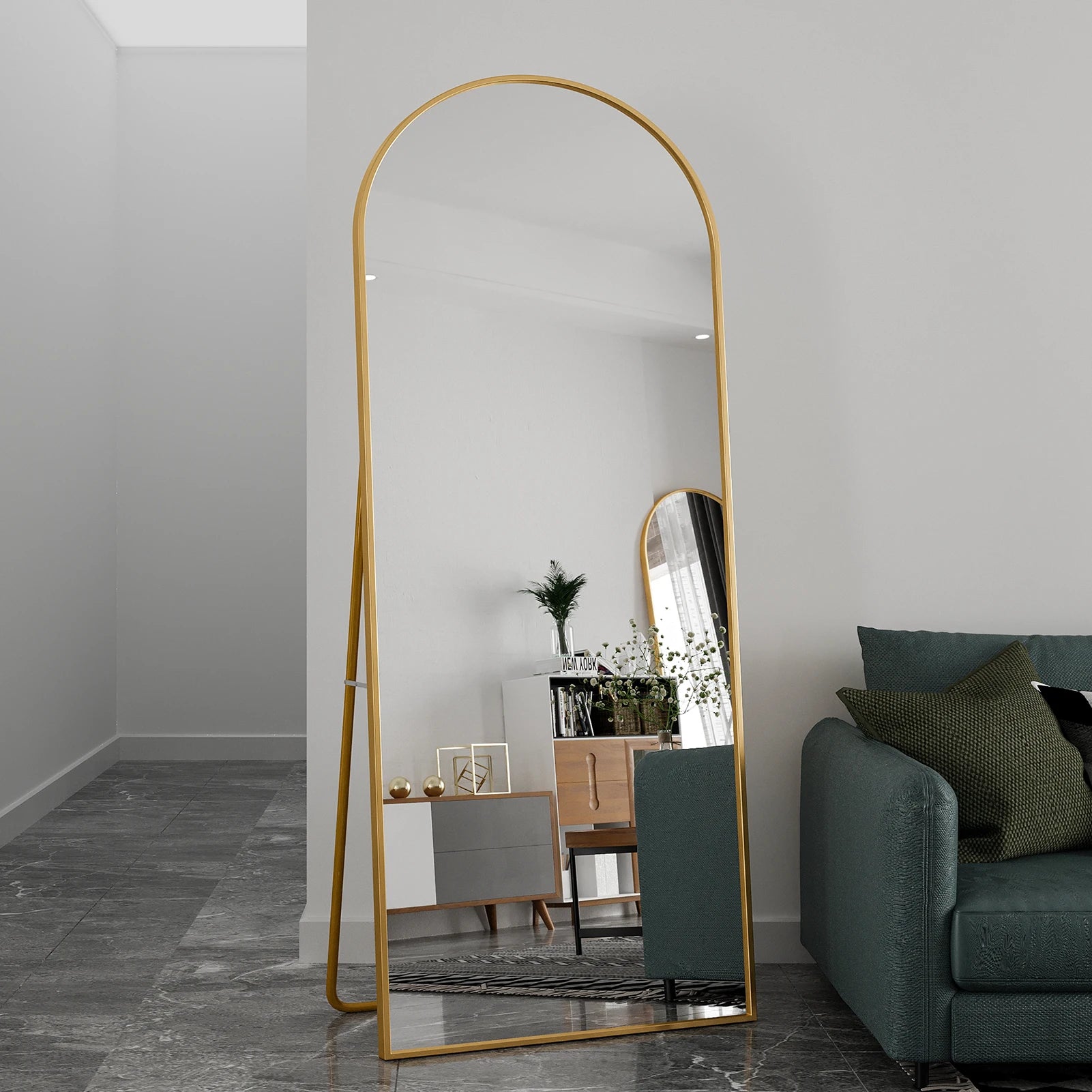 miroir sur pied en verre trempé inclinable et mural - vue 3 sur 6