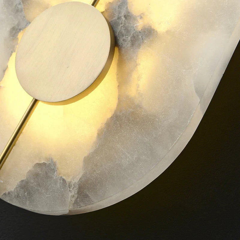 Applique murale LED ronde en marbre et cuivre doré - vue 6 sur 8