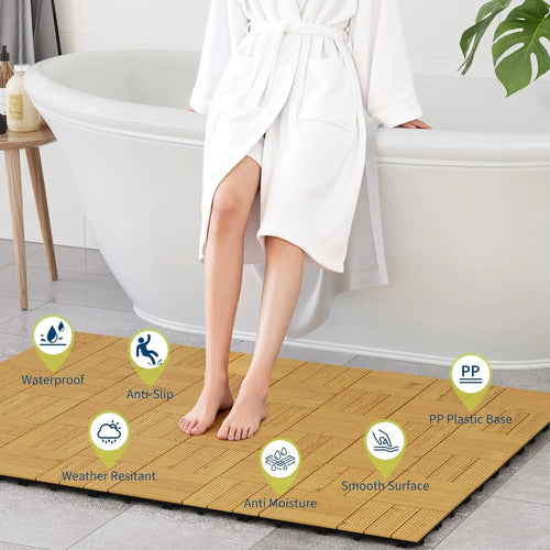 Dalles terrasse bois acacia clipsables 305mm interieur exterieur