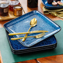 Service assiettes plates carrées en grès émail réactif