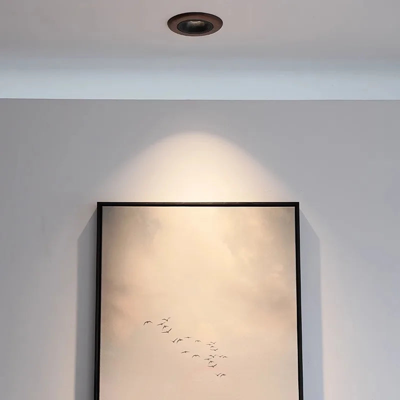 COD LED Recessed Lighting 5.11 Inch Walnut Wooden, Modern Wabi-Sabi, Wall Wash Downlight for Living Room, Bedroom, Dining, Study - vue 3 sur 7
