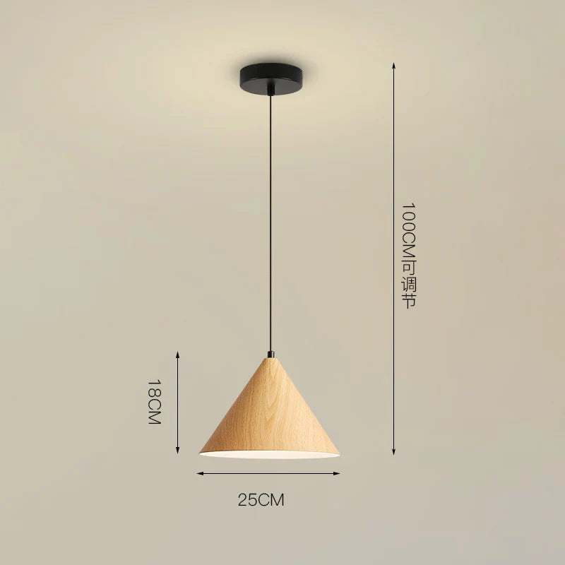 lustre nordique créatif grain de bois simple moderne vintage - vue 7 sur 8