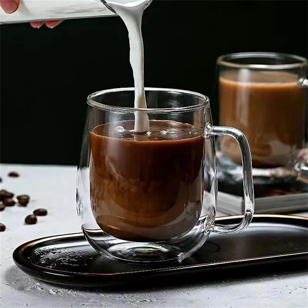 Tasse verre double paroi avec anse isolante thermique - vue 4 sur 7