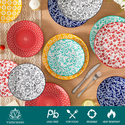 Service de table ceramique motif floral ensemble complet