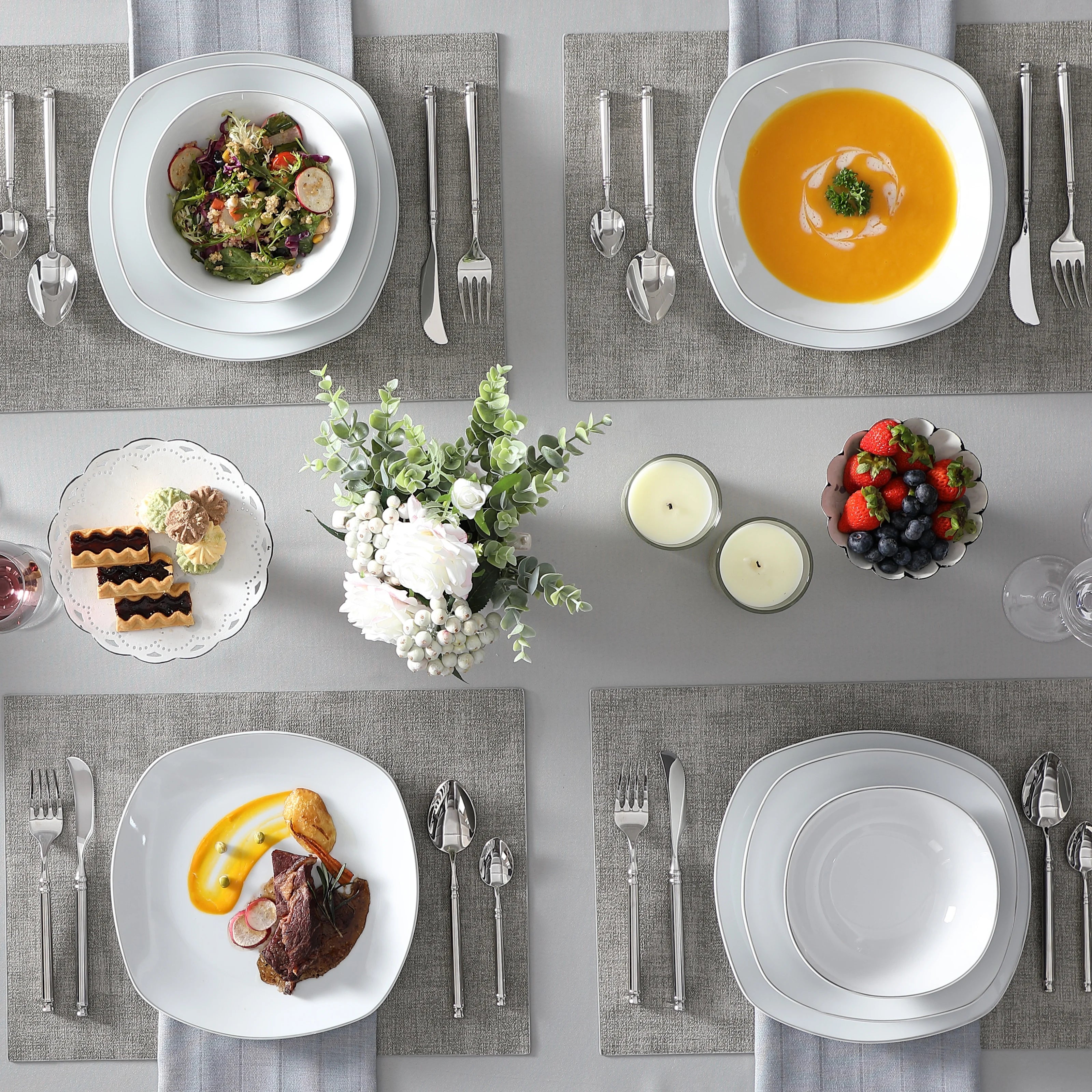 Service de table porcelaine bordure elegante 24 pieces - vue 6 sur 7
