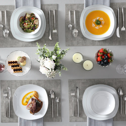 Service de table porcelaine bordure elegante 24 pieces