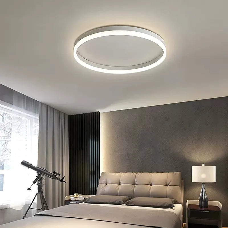 Plafond moderne à LEDs lampes lustre lumières salon salle à manger cuisine chambre plafonnier simple rond décor à la maison lumière intérieure