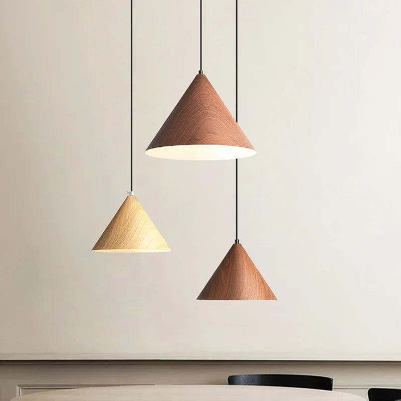 lustre nordique créatif grain de bois simple moderne vintage - vue 5 sur 8