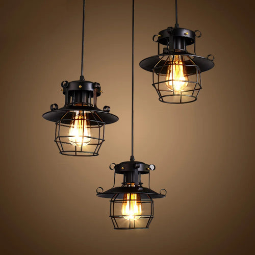 Suspension veilleuse vintage en métal style industriel nordique - vue 5 sur 7