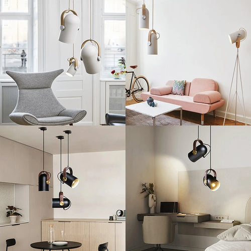 Suspension rotatives projecteurs modernes lampes suspendues en métal décor à la maison chambre salon salle à manger éclairage intérieur peinture en bois - vue 3 sur 12