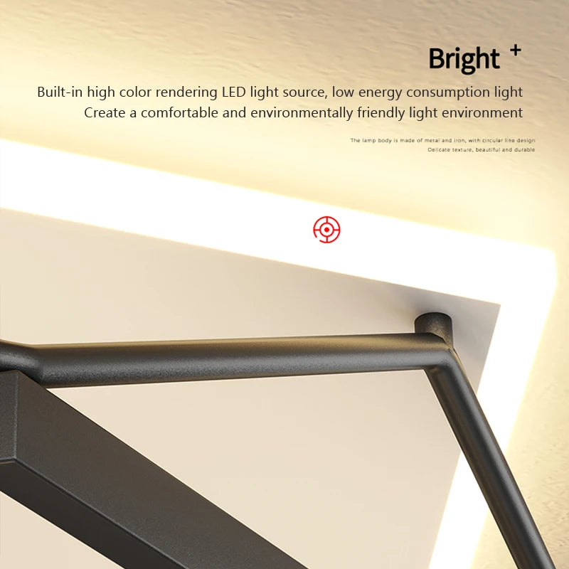 lustre led carré moderne pour éclairage décoratif intérieur - vue 5 sur 12