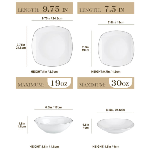 Service de table porcelaine bordure elegante 24 pieces