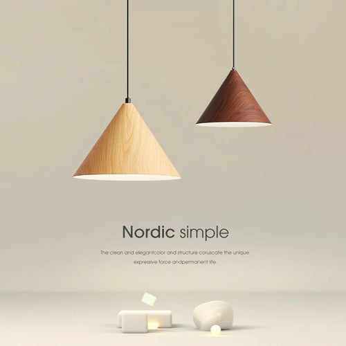 lustre nordique créatif grain de bois simple moderne vintage - vue 9 sur 8