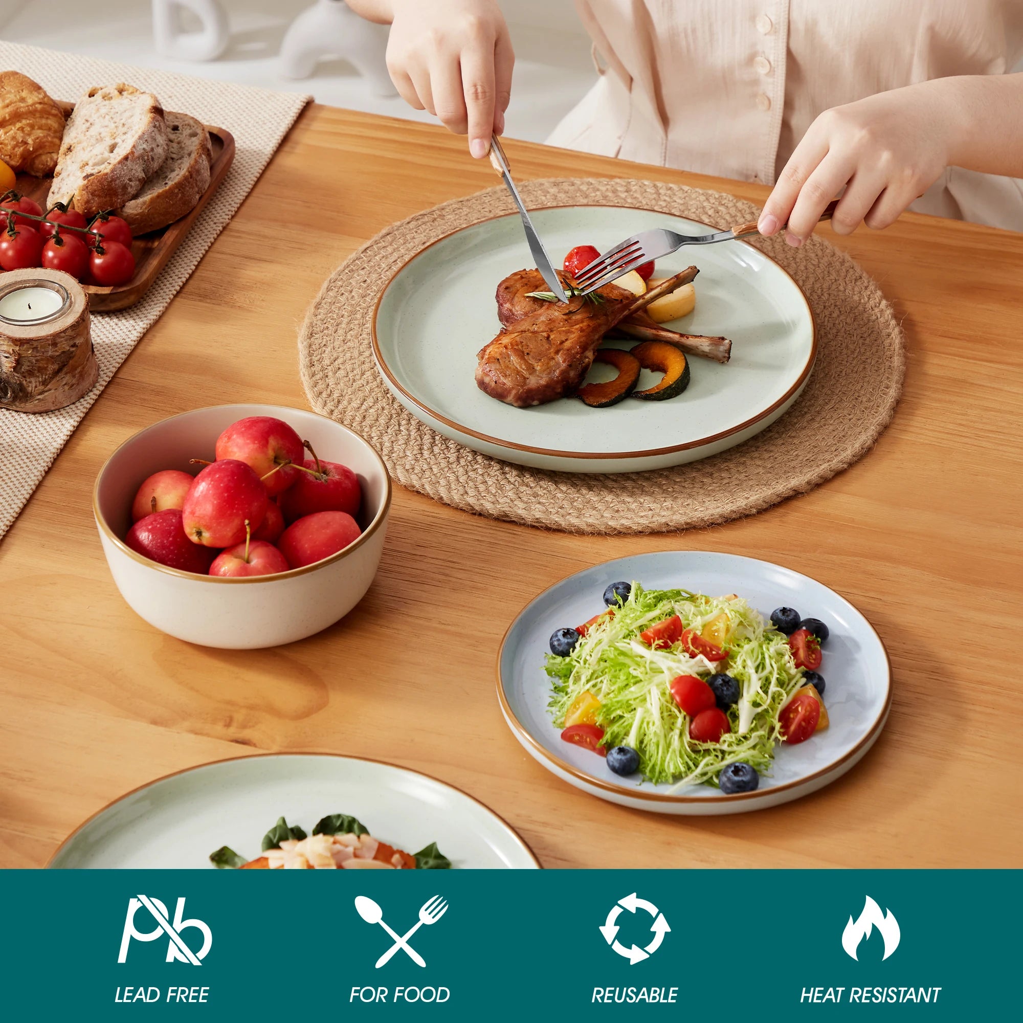 service de table gres assiettes bol style moderne - vue 3 sur 6