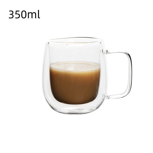 Tasse verre double paroi avec anse isolante thermique