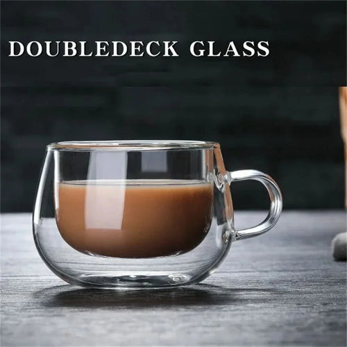 Tasse verre double paroi avec anse isolante thermique