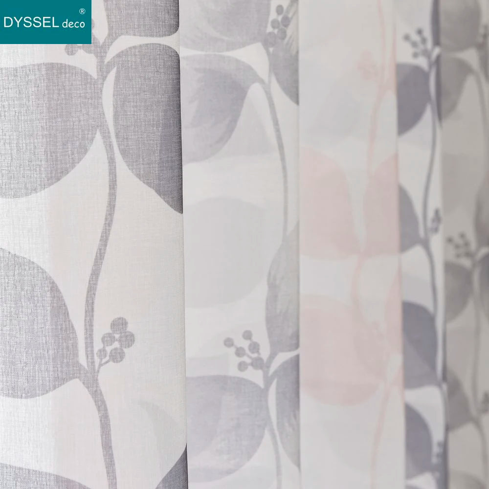 Voilage motif feuilles et fleurs style champetre salon - vue 6 sur 8
