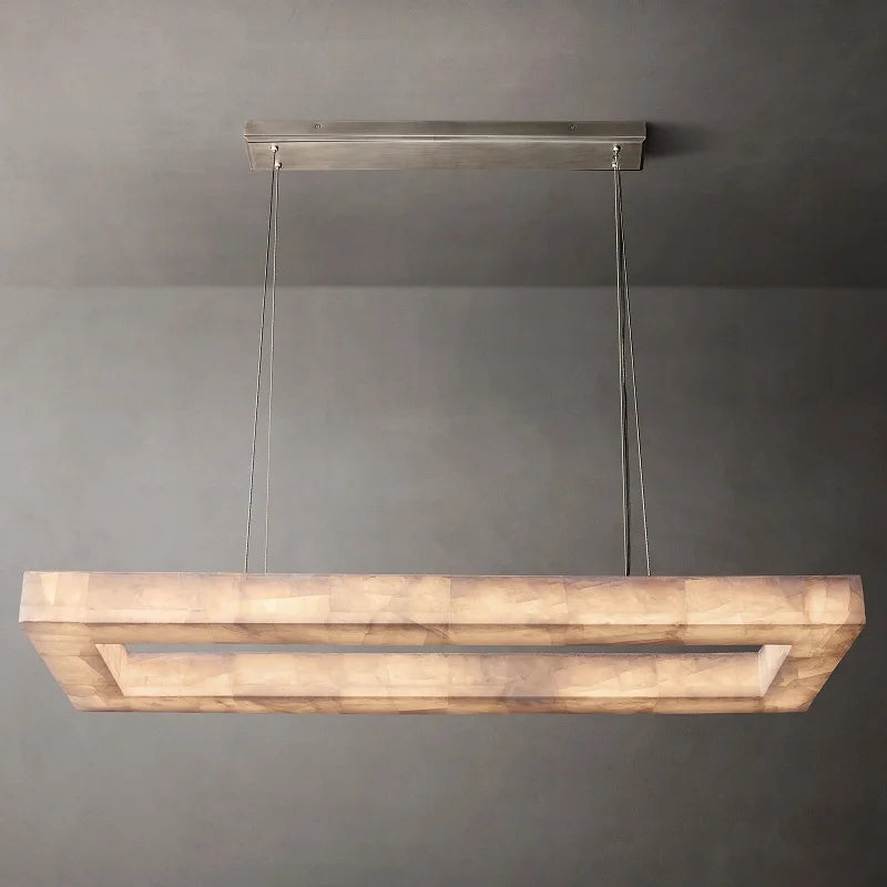 Lustre Rétro américain rectangulaire LED marbre noir plafond éclairage pour salle à manger