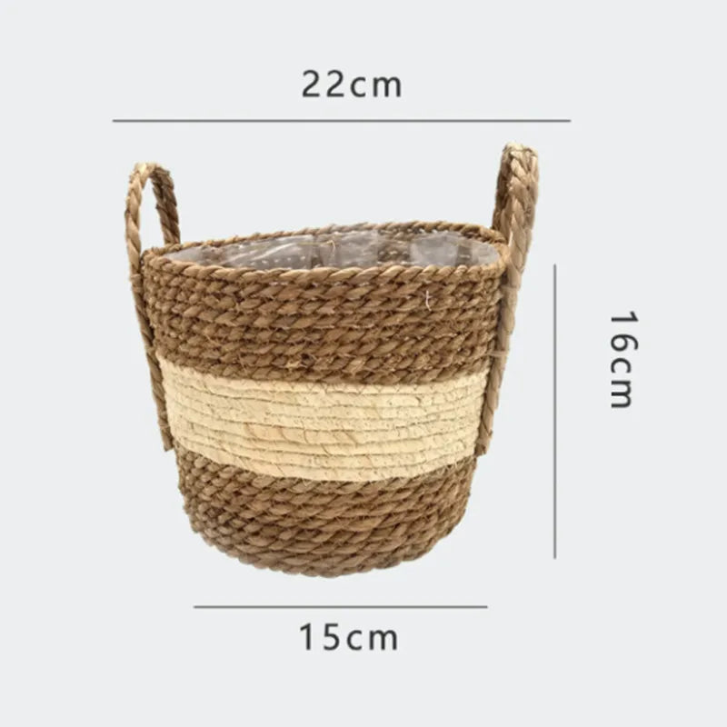 panier à fleurs en paille tressée pour décoration intérieure et extérieure - vue 9 sur 18