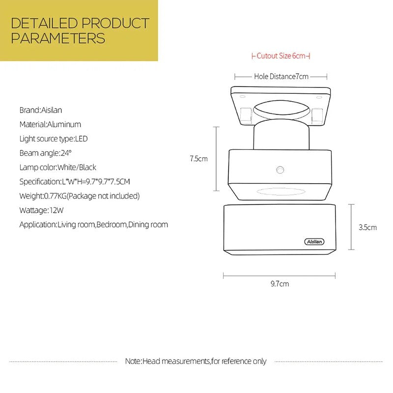 Foco LED cuadrado y moderno