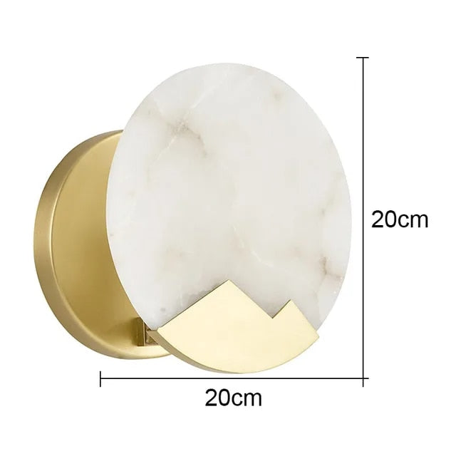 wall lamp LED design wall with marble disc and gold metal