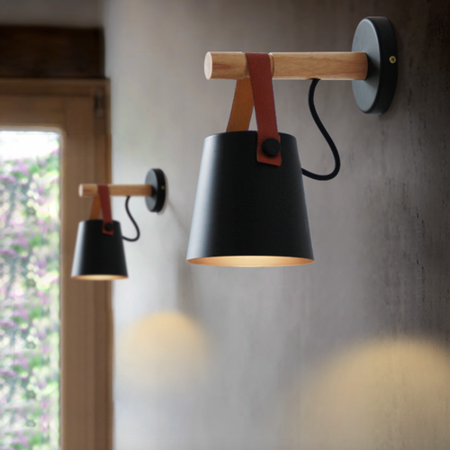 Applique murale LED en bois avec abat-jour suspendu - vue 9 sur 8