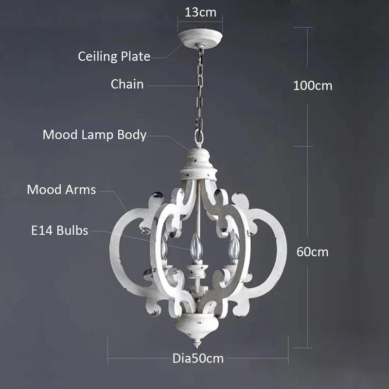 lustre vintage en bois pour ferme et loft rétro