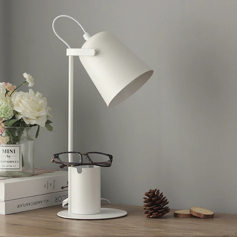 lampe de table led réglable style nordique avec porte-stylo protection yeux - vue 5 sur 12