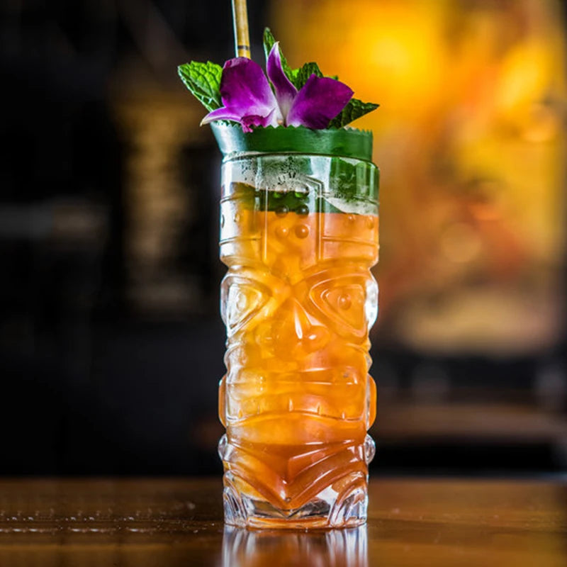 Mug tiki en verre transparent style bar cocktail - vue 7 sur 7