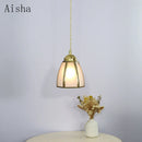 suspension vintage en verre japonais et cuivre design nordique