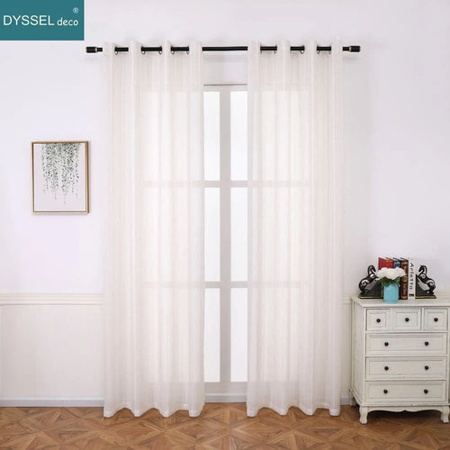 Rideau lin rayé style européen translucide salon chambre