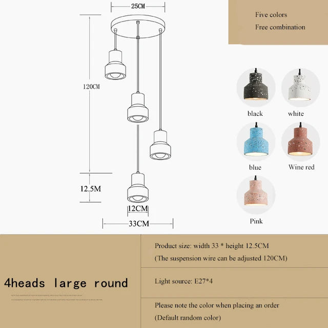 suspension moderne en terrazzo design nordique plusieurs couleurs led - vue 19 sur 28