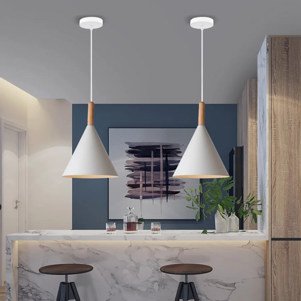 Nordique moderne LED bois suspension lumières luminaires De cuisine décor à la maison barres chambre suspension lampe lampara De Techo Colgante Moderna - vue 4 sur 10