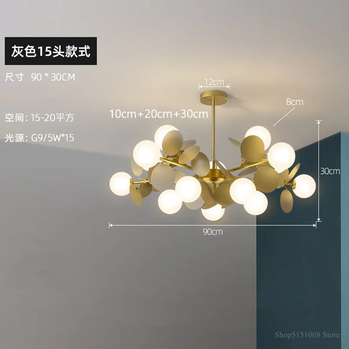 suspension à led design nordique avec fleurs décoratives en acrylique - vue 17 sur 24