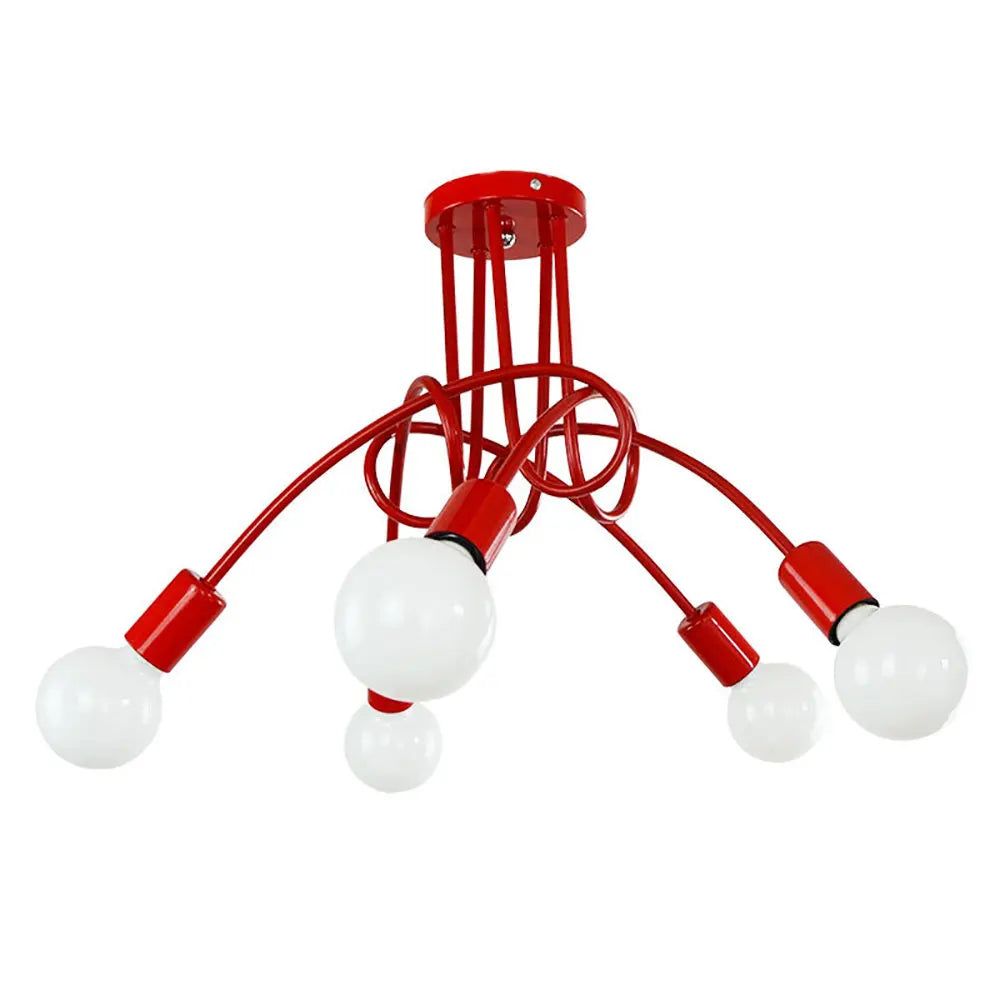lustre vintage en fer avec 3/5 prises éclairage nordique moderne - vue 12 sur 16