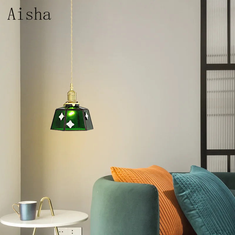 suspension en vitrail rétro style japonais pour décoration intérieure - vue 2 sur 9