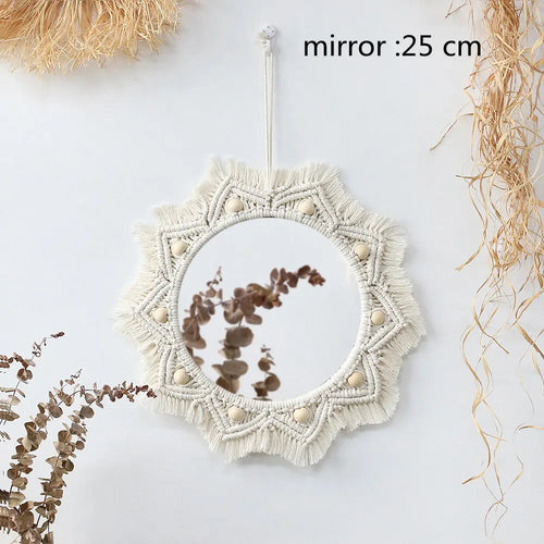 miroir mural en macramé style bohème pour décoration intérieure - vue 11 sur 14
