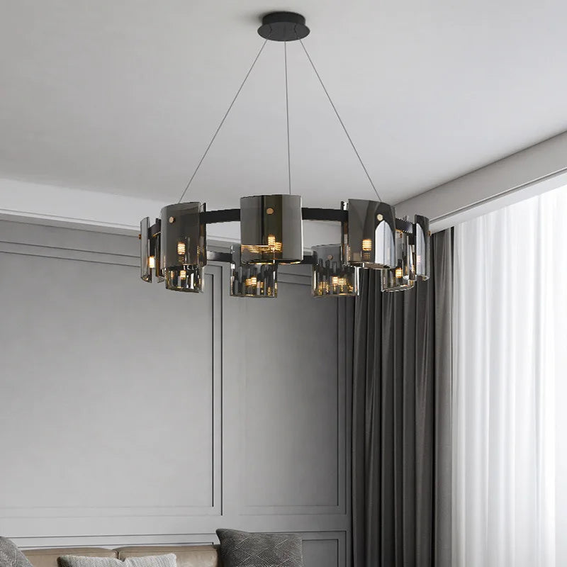 lustre led scandinave en cristal décoration d'intérieur luminaire - vue 3 sur 12