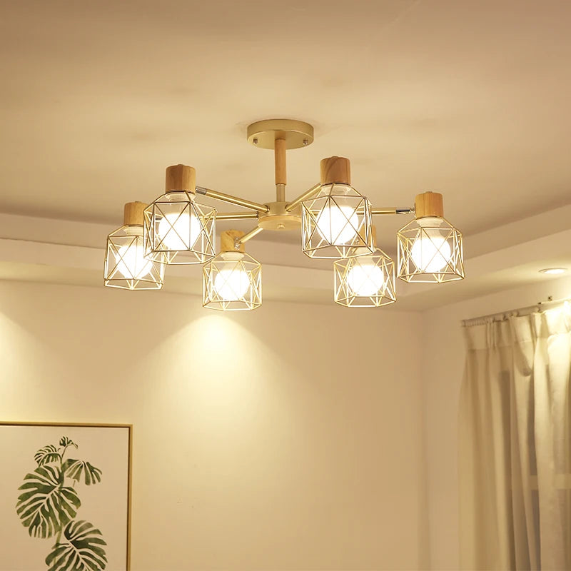 Plafonnier LED Vintage pour salon chambre cuisine plafonnier en bois couleur noire montage en Surface lumière suspendue
