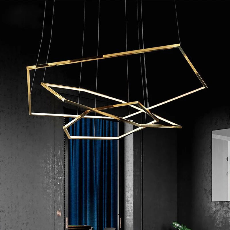 lustre led moderne en acier inoxydable pour intérieur créatif - vue 3 sur 8